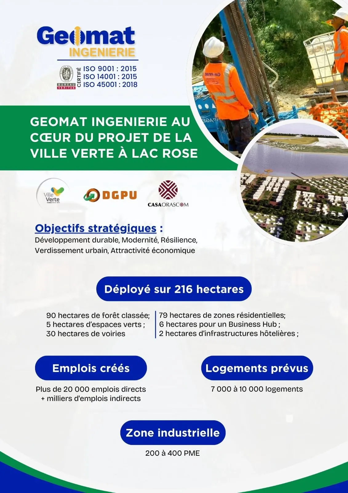 GEOMAT Ingénierie aux côtés de VILLE VERTE et CASA ORASCOM pour bâtir une ville moderne, durable et résiliente à Lac Rose