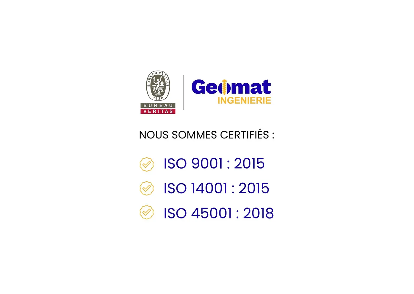 GEOMAT Ingénierie - triple certification ISO
